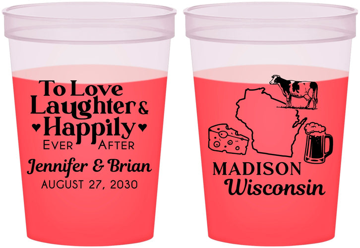 Custom Wedding 16 oz Color Changing Cups - Wisconsin | 198