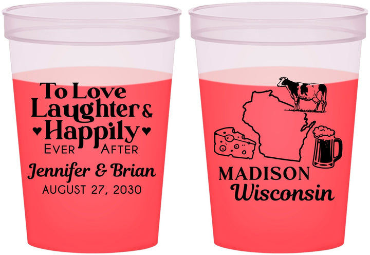 Custom Wedding 16 oz Color Changing Cups - Wisconsin | 198