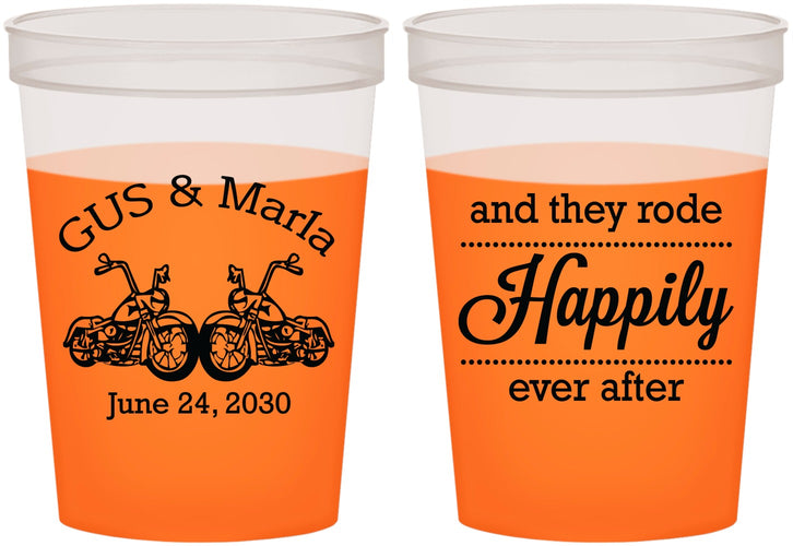 Custom Wedding 16 oz Color Changing Cups - Happily Ever After Motorcycle | 200