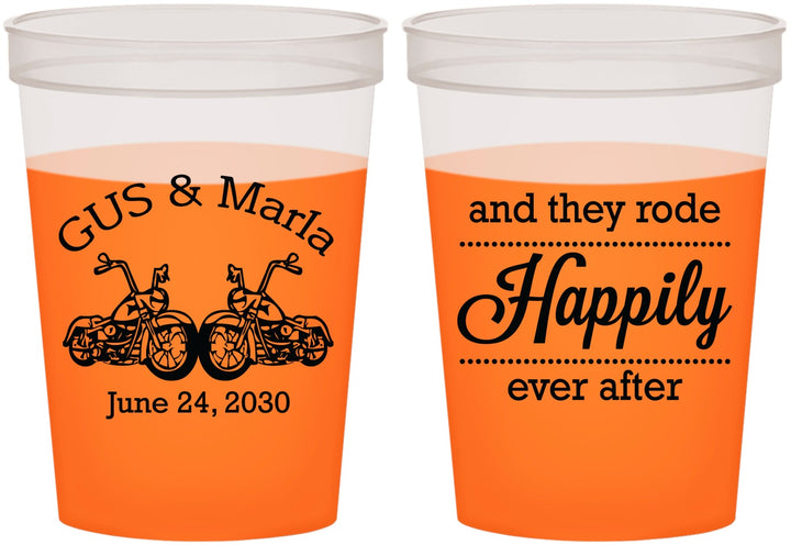 Custom Wedding 16 oz Color Changing Cups - Happily Ever After Motorcycle | 200
