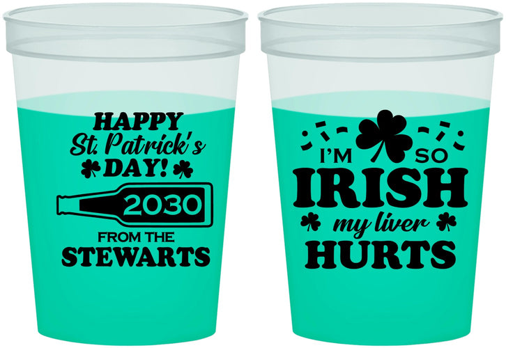 Custom St Patricks Day 16 oz Color Changing Cups - Irish My Liver Hurts | 200000