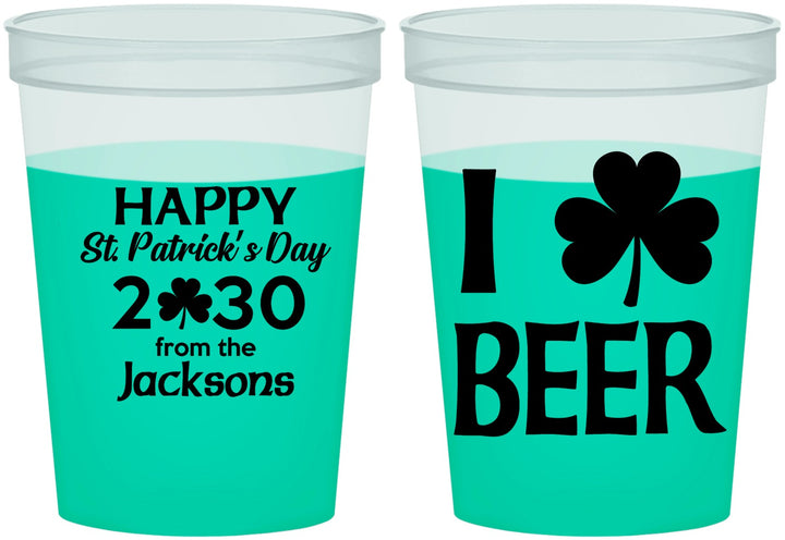 Custom St Patricks Day 16 oz Color Changing Cups - Clover Irish | 200003