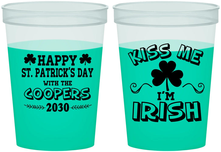 Custom St Patricks Day 16 oz Color Changing Cups - Kiss Me I Am Irish | 200004