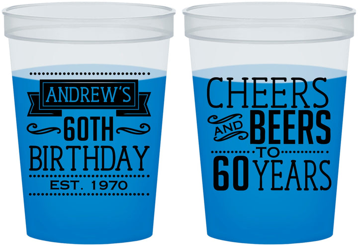 Custom Birthday 16 oz Color Changing Cups - Cheers Beers To 60 Years | 20001