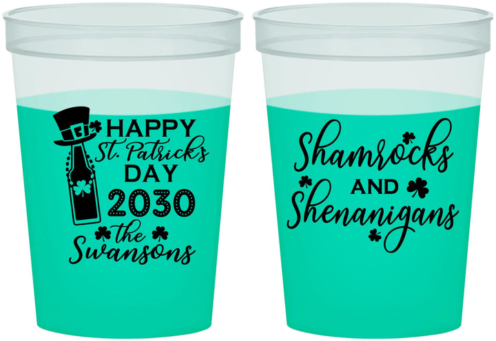 Custom St Patricks Day 16 oz Color Changing Cups - Shamrocks Shenanigans | 200010