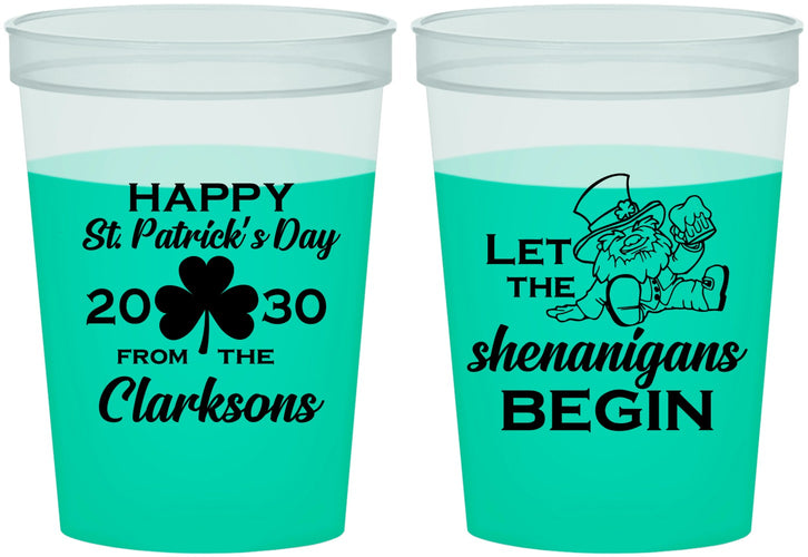 Custom St Patricks Day 16 oz Color Changing Cups - Shenanigans Leprechaun | 200011