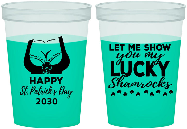 Custom St Patricks Day 16 oz Color Changing Cups - Shamrocks | 200015