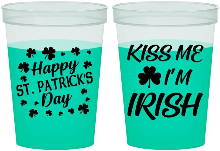 Custom St Patricks Day 16 oz Color Changing Cups - Kiss Me I Am Irish | 200018