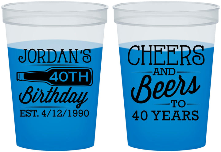 Custom Birthday 16 oz Color Changing Cups - Cheers Beers To 40 Years | 20002