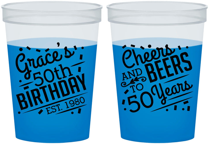 Custom Birthday 16 oz Color Changing Cups - Cheers Beers To 50 Years | 20003