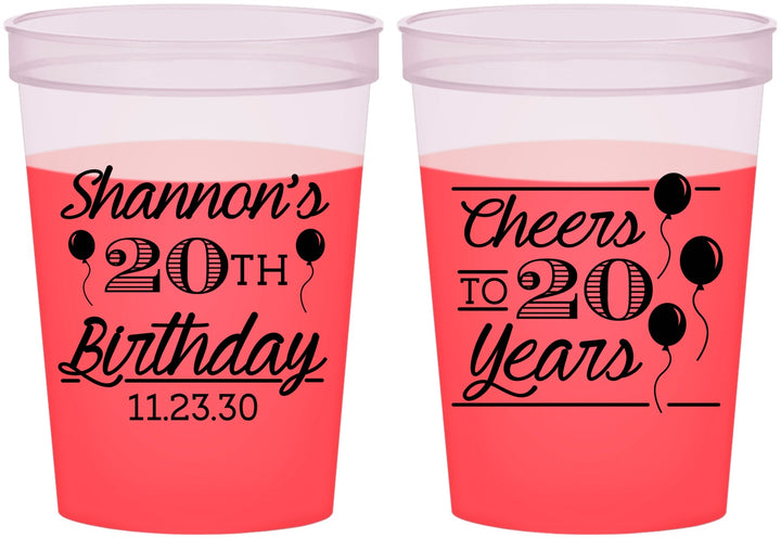 Custom Birthday 16 oz Color Changing Cups - Cheers To 20 Years | 20004