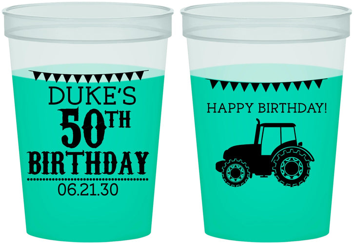 Custom Birthday 16 oz Color Changing Cups - 50th Tractor | 20005
