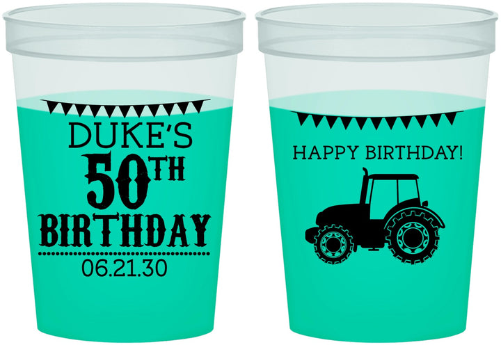 Custom Birthday 16 oz Color Changing Cups - 50th Tractor | 20005