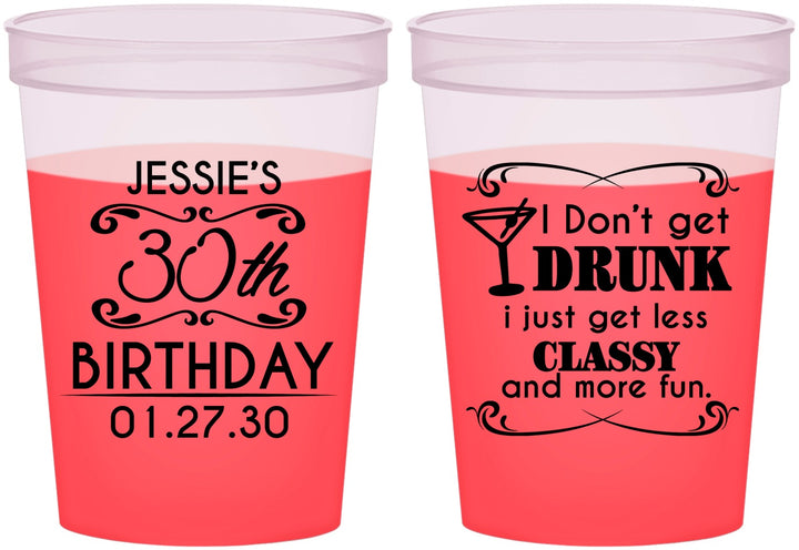 Custom Birthday 16 oz Color Changing Cups - Dirty 30 | 20011