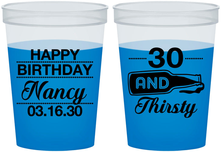 Custom Birthday 16 oz Color Changing Cups - 30 And Thirsty | 20014