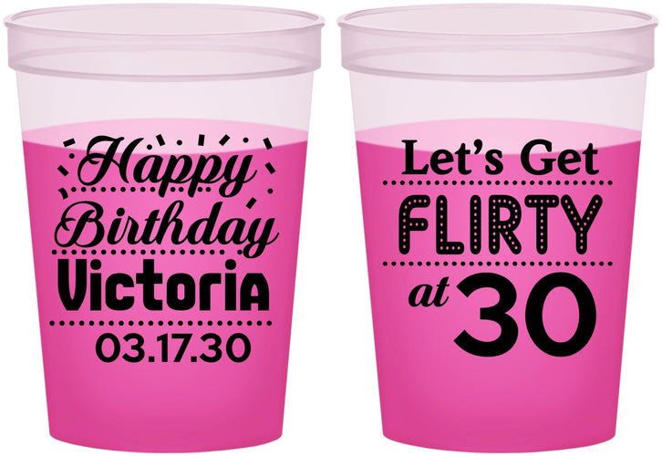 Custom Birthday 16 oz Color Changing Cups - Flirty At 30 | 20015