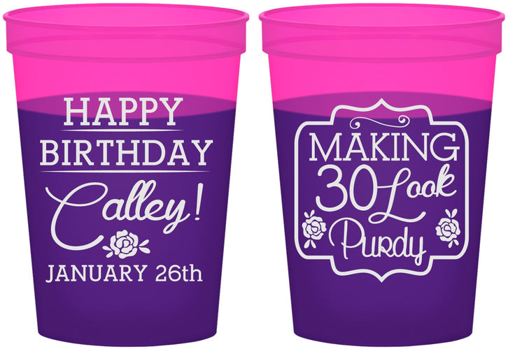 Custom Birthday 16 oz Color Changing Cups - 30 Look Purdy | 20022