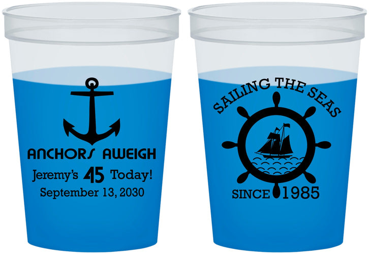 Custom Birthday 16 oz Color Changing Cups - 45th Nautical | 20023