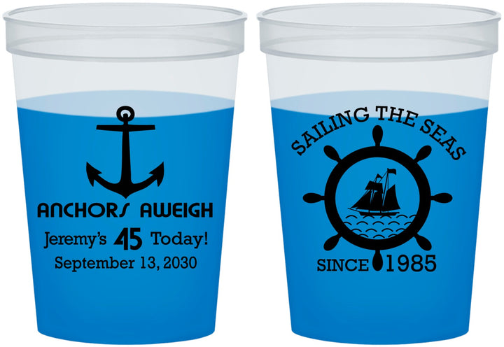 Custom Birthday 16 oz Color Changing Cups - 45th Nautical | 20023