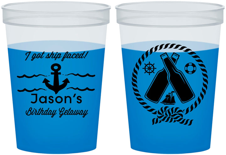 Custom Birthday 16 oz Color Changing Cups - Ship Faced Nautical | 20024