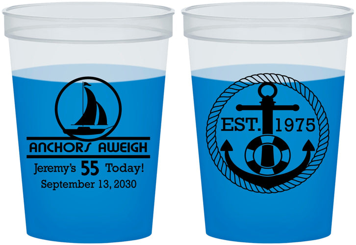Custom Birthday 16 oz Color Changing Cups - 55th Nautical | 20025