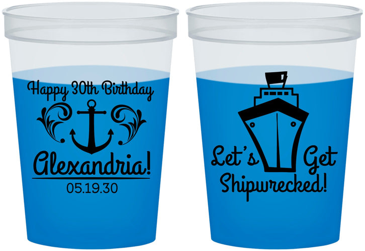 Custom Birthday 16 oz Color Changing Cups - 30th Shipwrecked | 20026