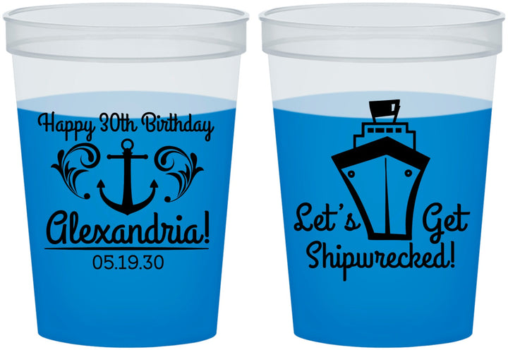 Custom Birthday 16 oz Color Changing Cups - 30th Shipwrecked | 20026