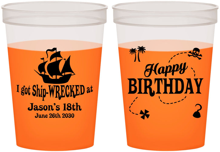 Custom Birthday 16 oz Color Changing Cups - 18th Shipwrecked | 20028