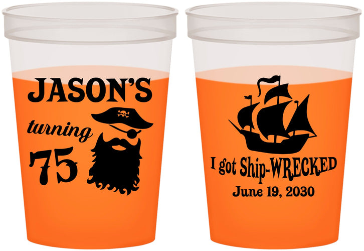 Custom Birthday 16 oz Color Changing Cups - 75th Shipwrecked | 20029