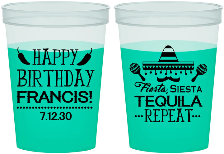 Custom Birthday 16 oz Color Changing Cups - Fiesta Siesta Tequila | 20030