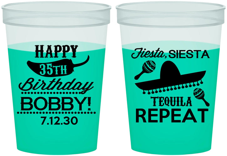 Custom Birthday 16 oz Color Changing Cups - 35th Fiesta Siesta Tequila | 20031