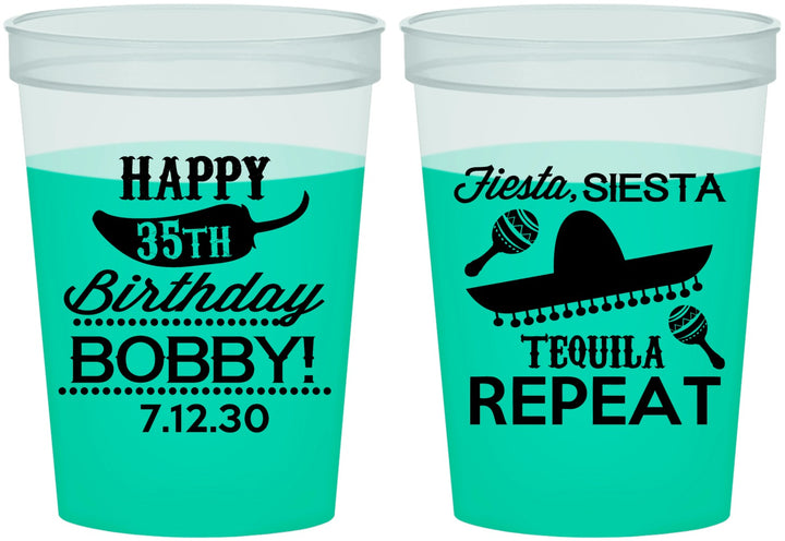 Custom Birthday 16 oz Color Changing Cups - 35th Fiesta Siesta Tequila | 20031