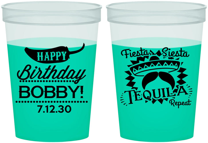 Custom Birthday 16 oz Color Changing Cups - Fiesta Siesta Tequila | 20032