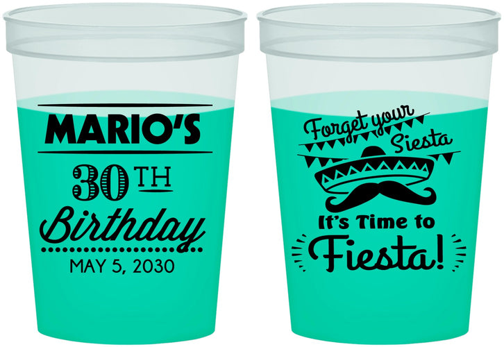 Custom Birthday 16 oz Color Changing Cups - 30th Fiesta | 20034