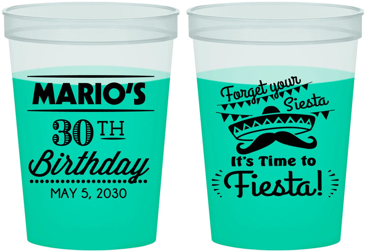 Custom Birthday 16 oz Color Changing Cups - 30th Fiesta | 20034