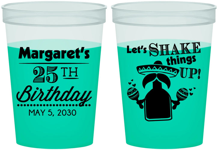 Custom Birthday 16 oz Color Changing Cups - 25th Fiesta | 20035