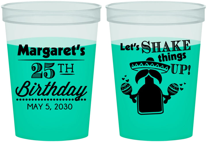 Custom Birthday 16 oz Color Changing Cups - 25th Fiesta | 20035