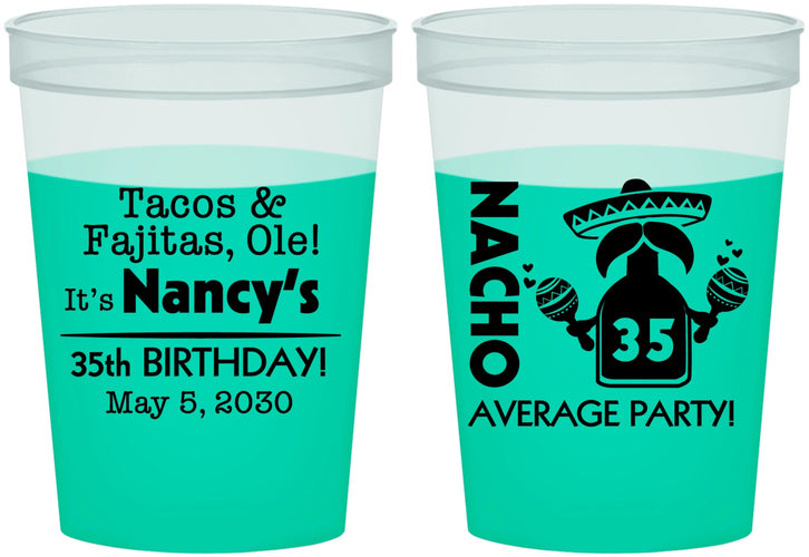 Custom Birthday 16 oz Color Changing Cups - 35th Nacho Average Party | 20036