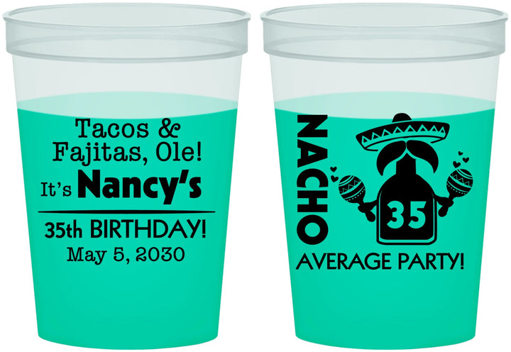 Custom Birthday 16 oz Color Changing Cups - 35th Nacho Average Party | 20036
