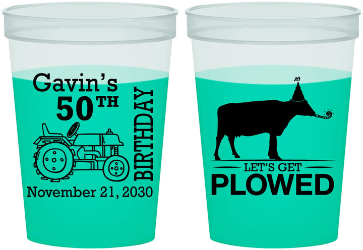 Custom Birthday 16 oz Color Changing Cups - 50th Lets Get Plowed | 20037