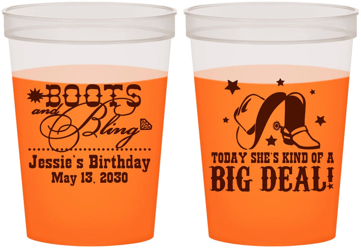 Custom Birthday 16 oz Color Changing Cups - Boots And Bling | 20038