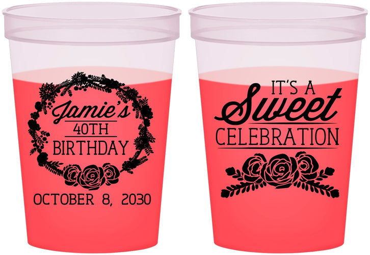 Custom Birthday 16 oz Color Changing Cups - 40th | 20040