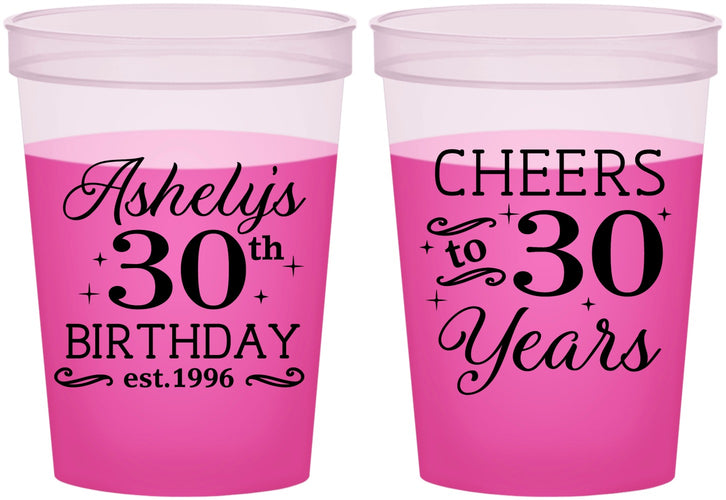 Custom Birthday 16 oz Color Changing Cups - Cheers To 30 Years | 20041