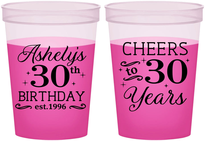 Custom Birthday 16 oz Color Changing Cups - Cheers To 30 Years | 20041