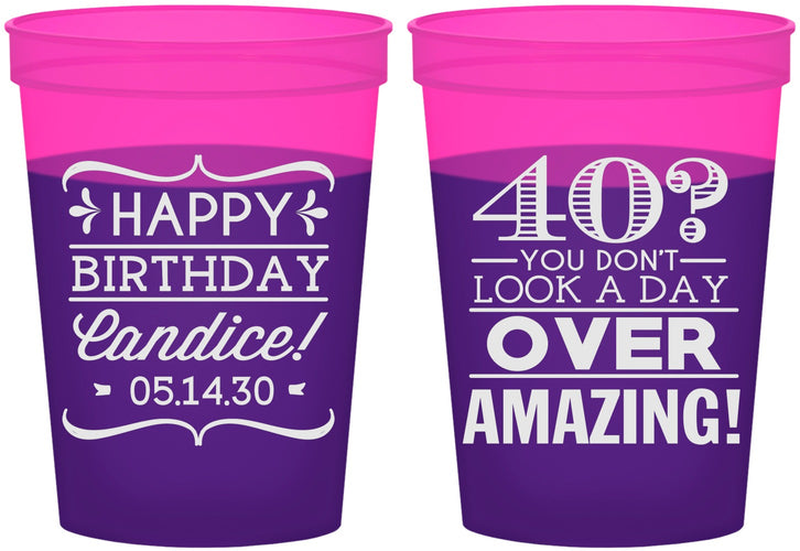 Custom Birthday 16 oz Color Changing Cups - 40th | 20044