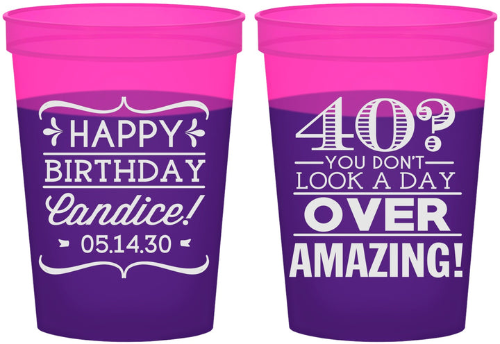 Custom Birthday 16 oz Color Changing Cups - 40th | 20044