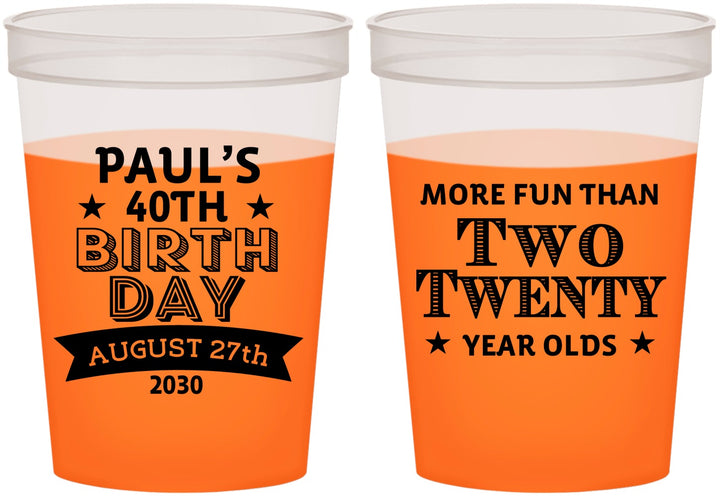 Custom Birthday 16 oz Color Changing Cups - 40th | 20045