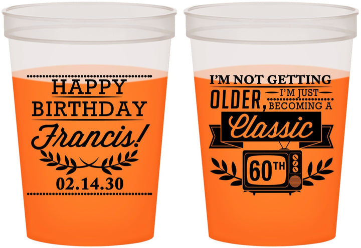 Custom Birthday 16 oz Color Changing Cups - 60th Classic Tv | 20057