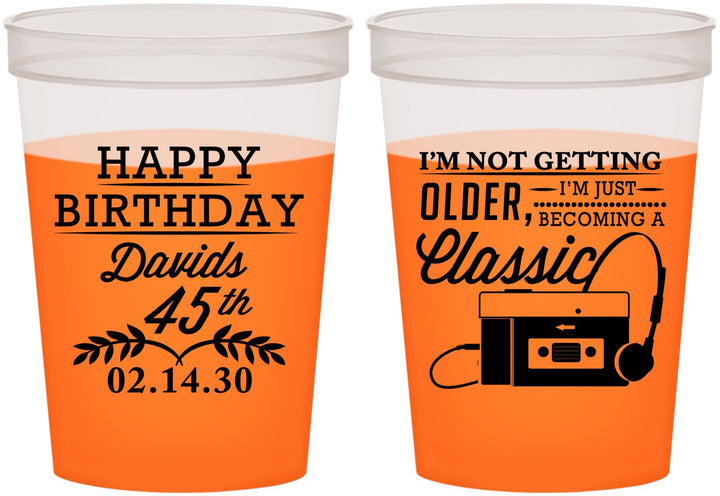 Custom Birthday 16 oz Color Changing Cups - 45th Cassette Tape | 20059