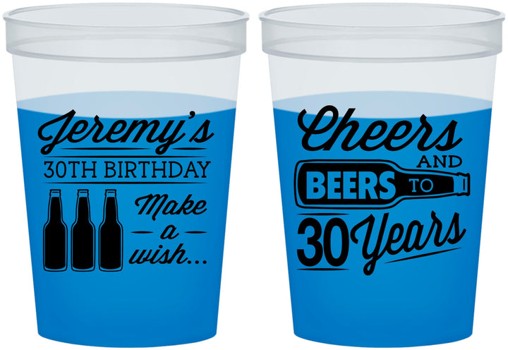 Custom Birthday 16 oz Color Changing Cups - Cheers Beers To 30 Years | 20076